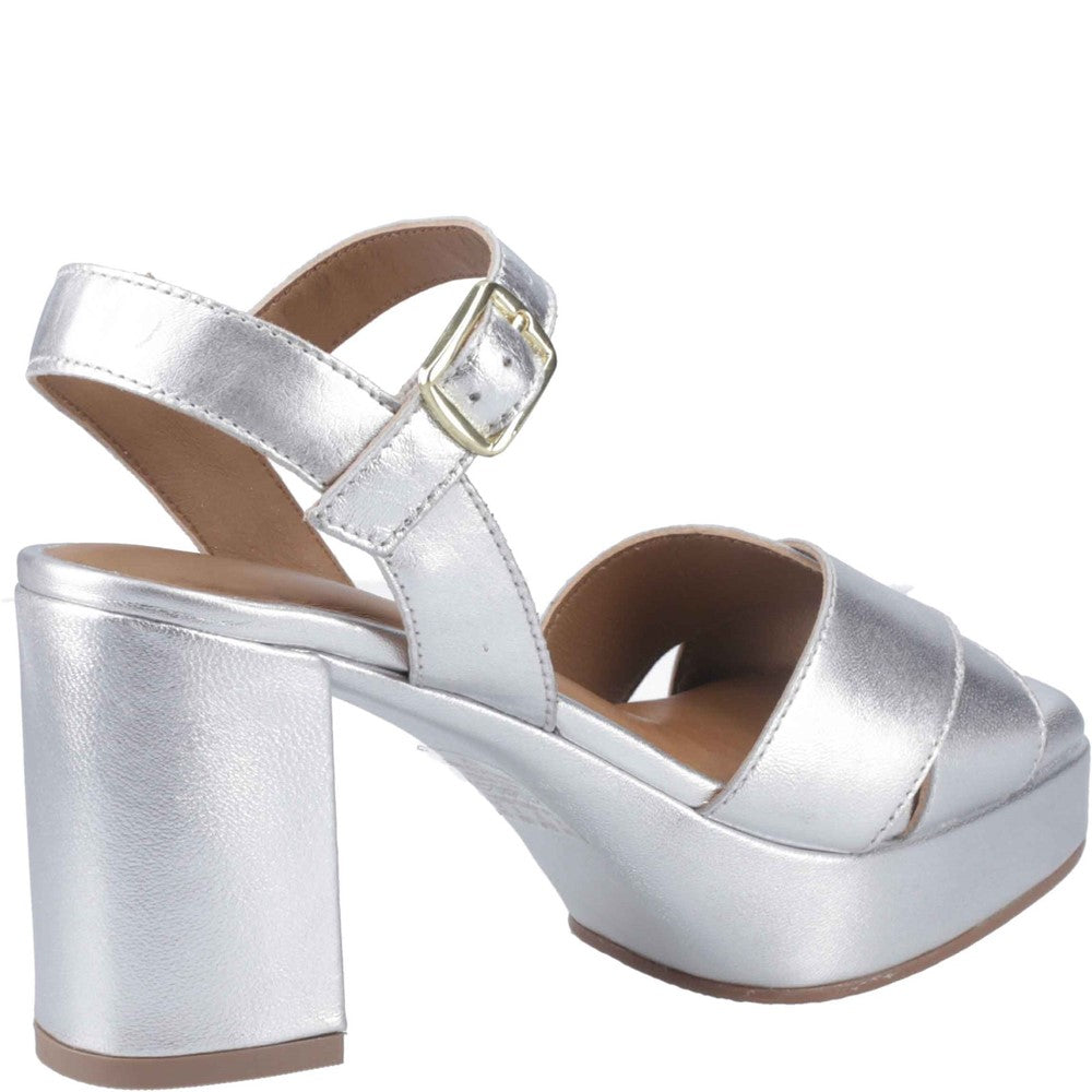 Ladies Heels Silver Hush Puppies Ophelia Leather Heel