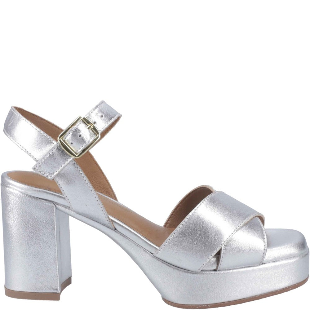 Ladies Heels Silver Hush Puppies Ophelia Leather Heel