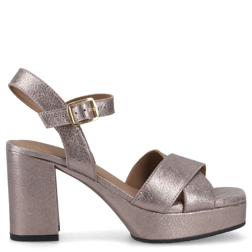 Ladies Heels Pewter Hush Puppies Ophelia Leather Heel