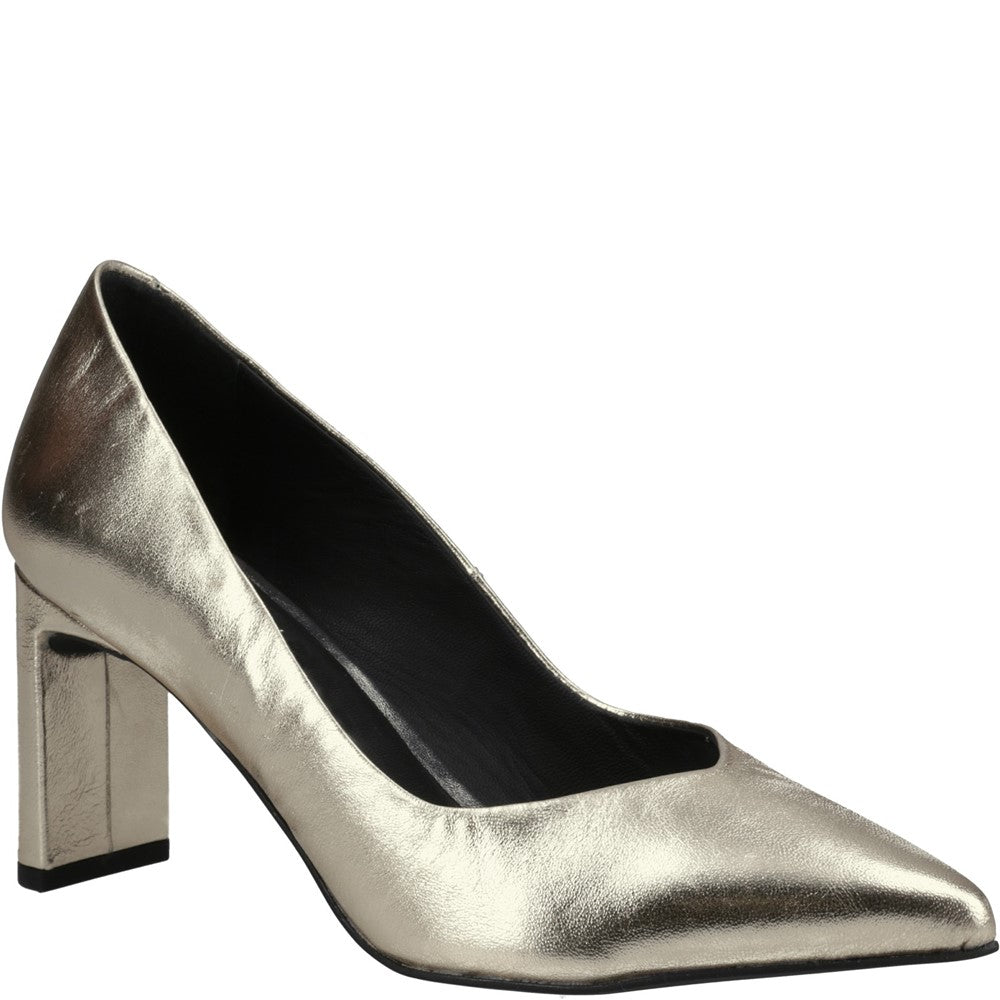 Court Ladies Shoes Gold Hush Puppies Olivia Leather Court Shoe