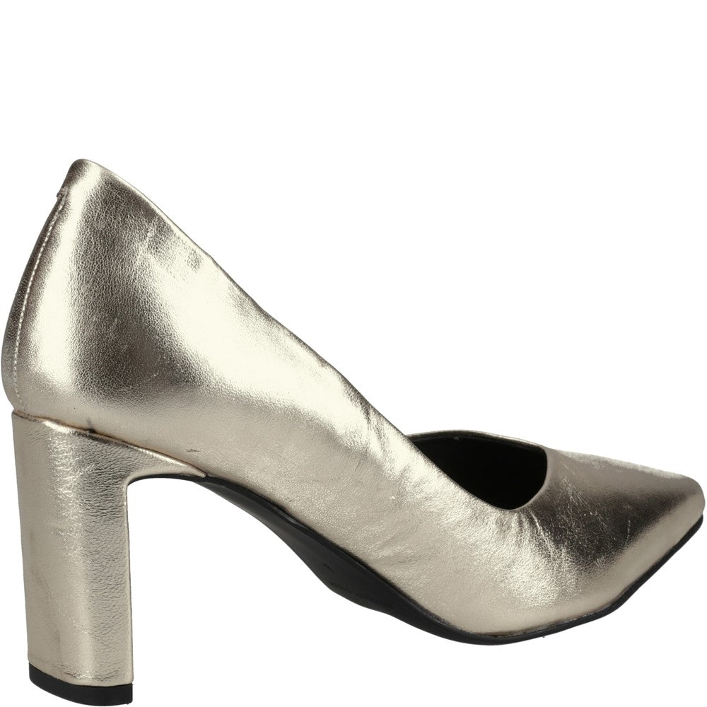 Court Ladies Shoes Gold Hush Puppies Olivia Leather Court Shoe