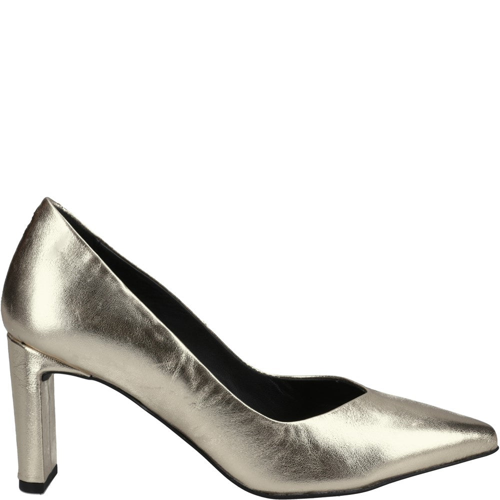 Court Ladies Shoes Gold Hush Puppies Olivia Leather Court Shoe