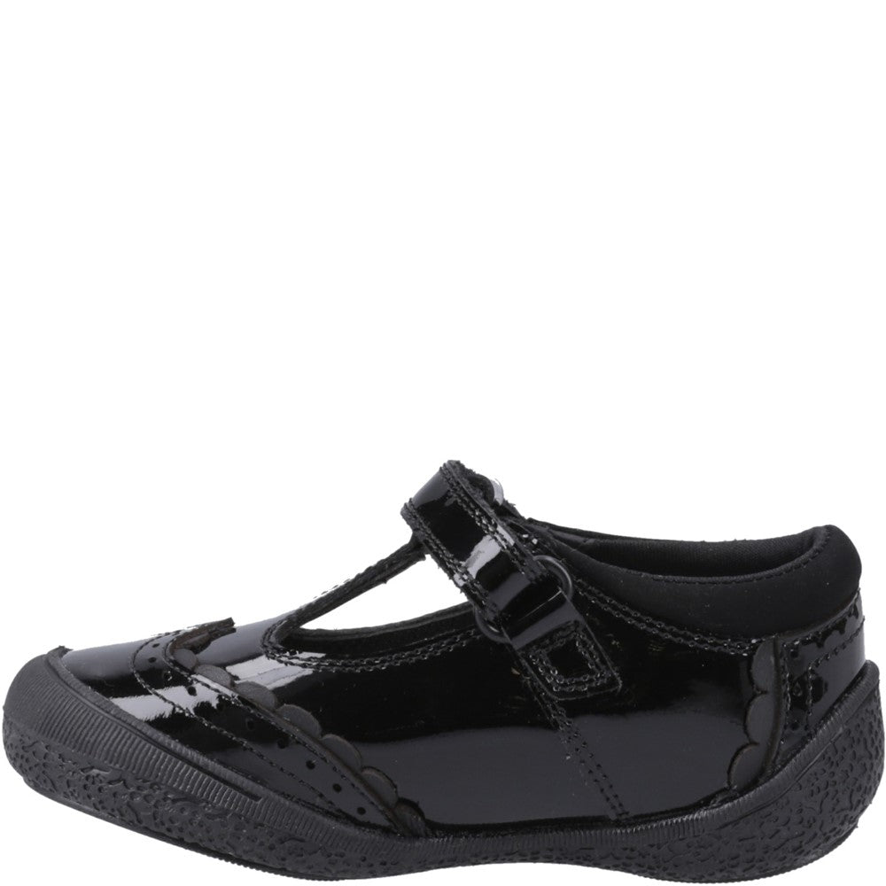 Girls BTS Black Hush Puppies Rae T-Bar Patent Infant