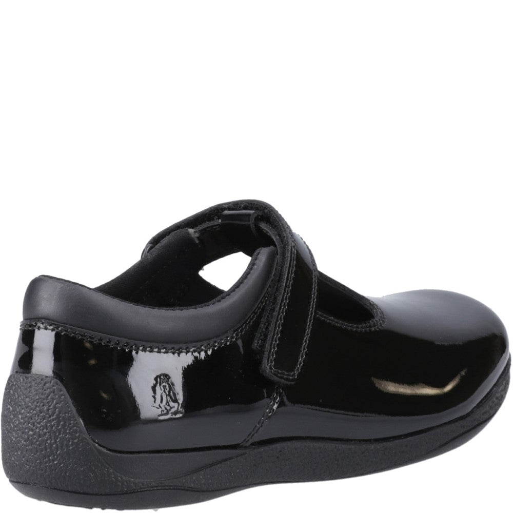 Girls BTS FLFR Patent Black Hush Puppies Caitlin T-Bar Patent Jnr