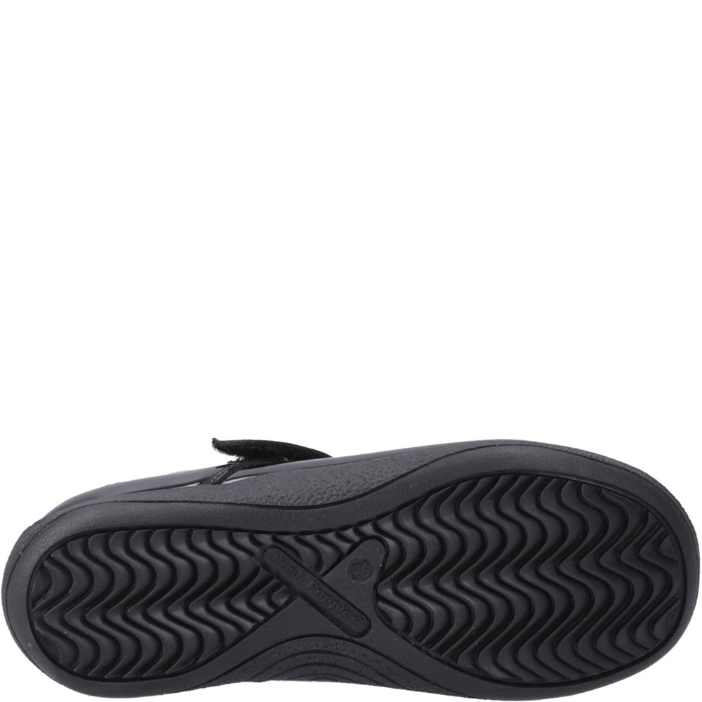 Girls BTS FLFR Patent Black Hush Puppies Caitlin T-Bar Patent Jnr