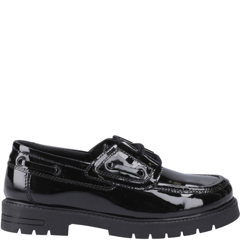 Girls BTS FLFR Black Hush Puppies Lucy Patent Jnr