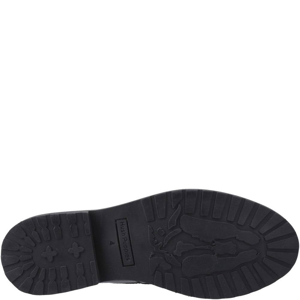 Slip On Ladies Shoes Black Hush Puppies Verity Kiltie Loafer Patent