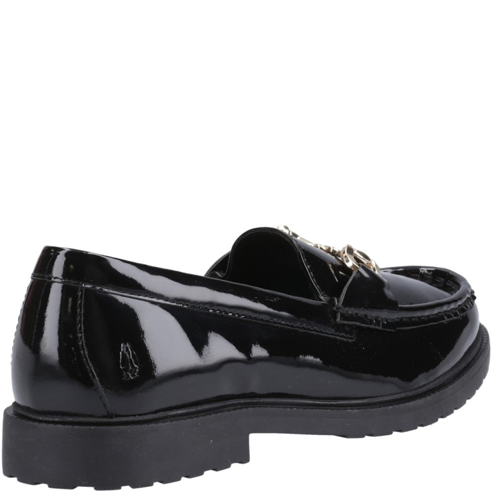 Slip On Ladies Shoes Black Hush Puppies Verity Patent Snaffle Loafer