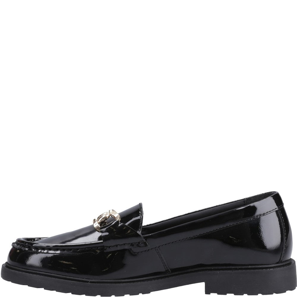 Slip On Ladies Shoes Black Hush Puppies Verity Patent Snaffle Loafer