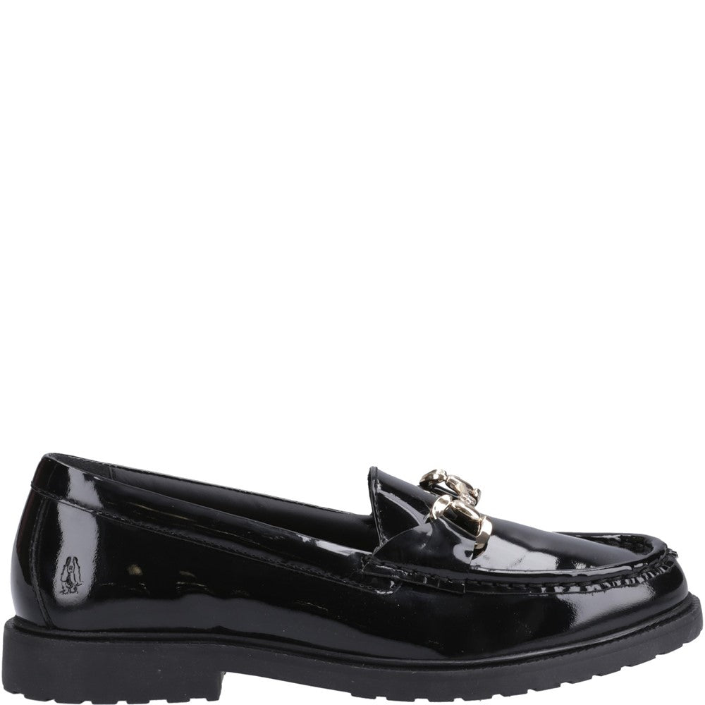 Slip On Ladies Shoes Black Hush Puppies Verity Patent Snaffle Loafer