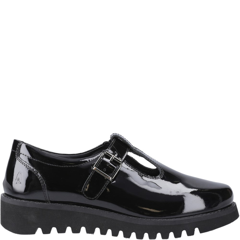 Girls BTS Patent Black XL Hush Puppies Florrie T-Bar Patent Snr