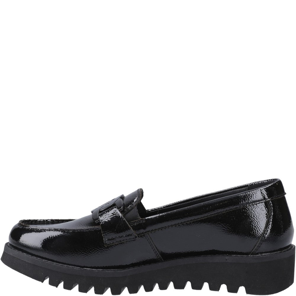Girls BTS Black Hush Puppies Francis Loafer Patent