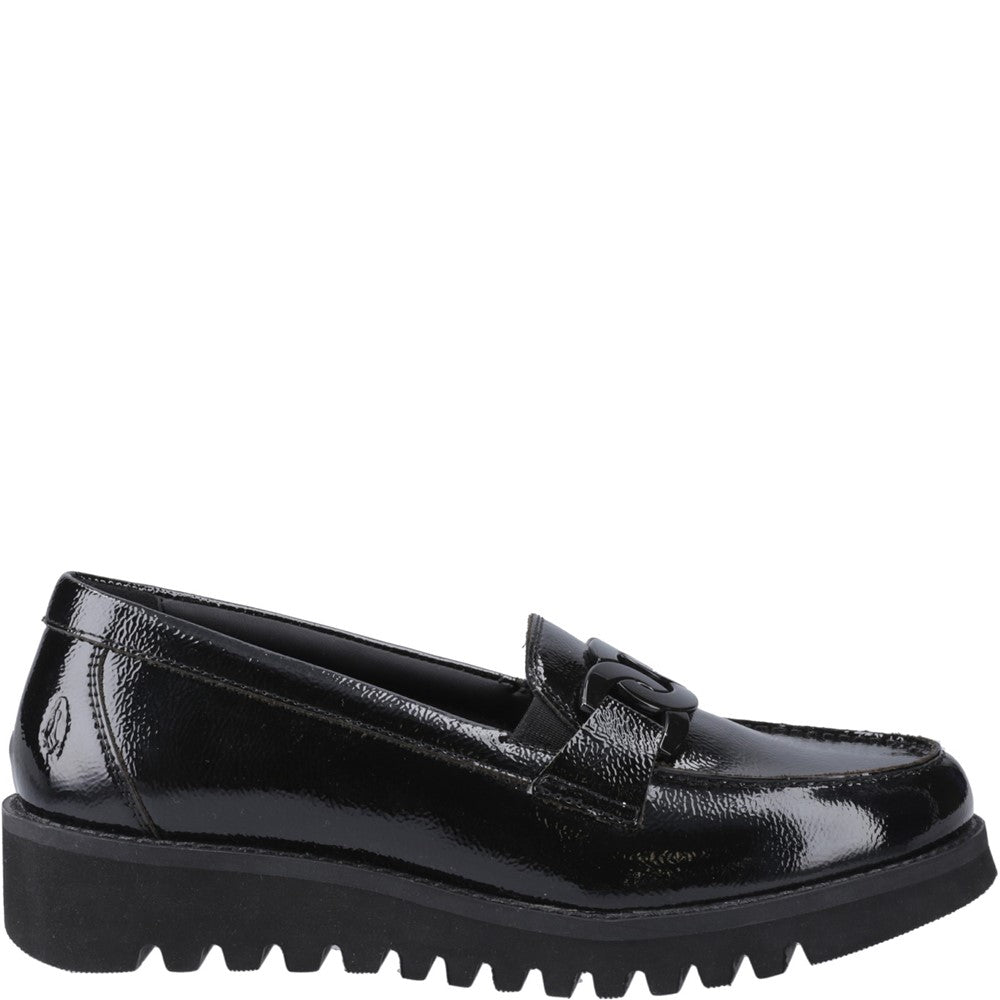 Girls BTS Black Hush Puppies Francis Loafer Patent