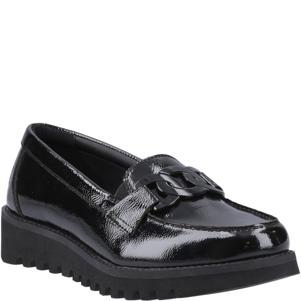 Girls BTS Black XL Hush Puppies Francis Loafer Patent