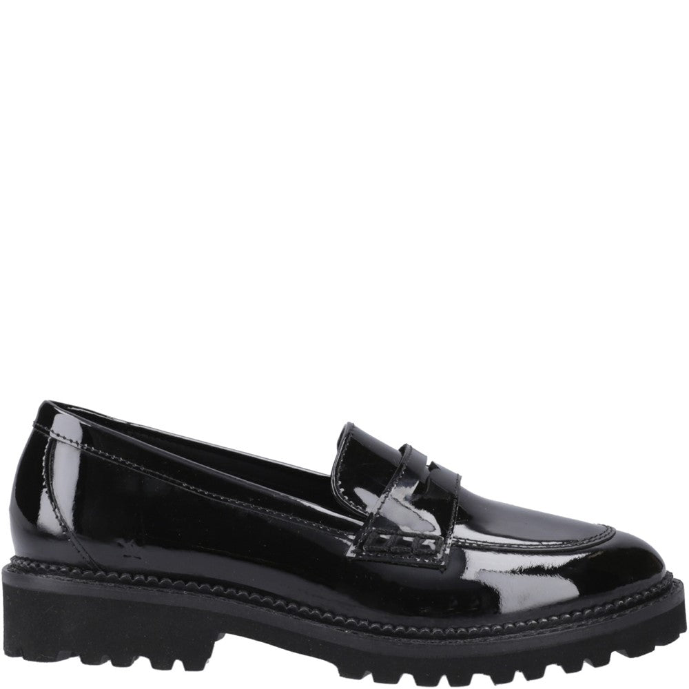 Girls BTS Patent Black Hush Puppies Grazia Loafer Patent Jnr