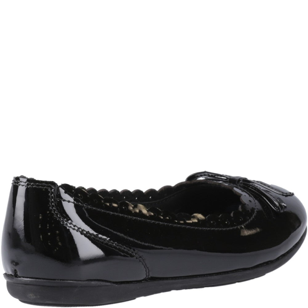Girls BTS Black Hush Puppies Lillie Ballerina Patent