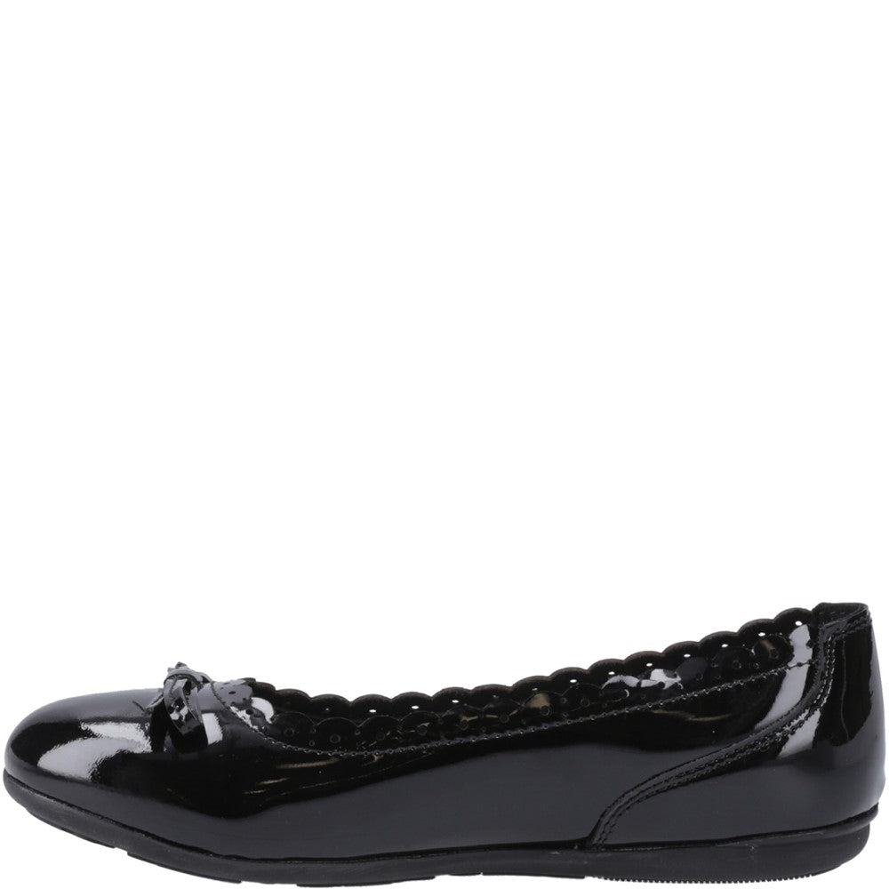 Girls BTS Black Hush Puppies Lillie Ballerina Patent