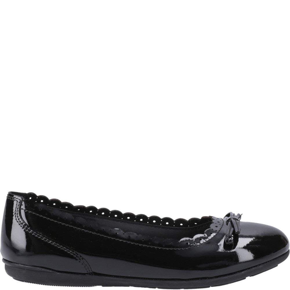 Girls BTS Black Hush Puppies Lillie Ballerina Patent