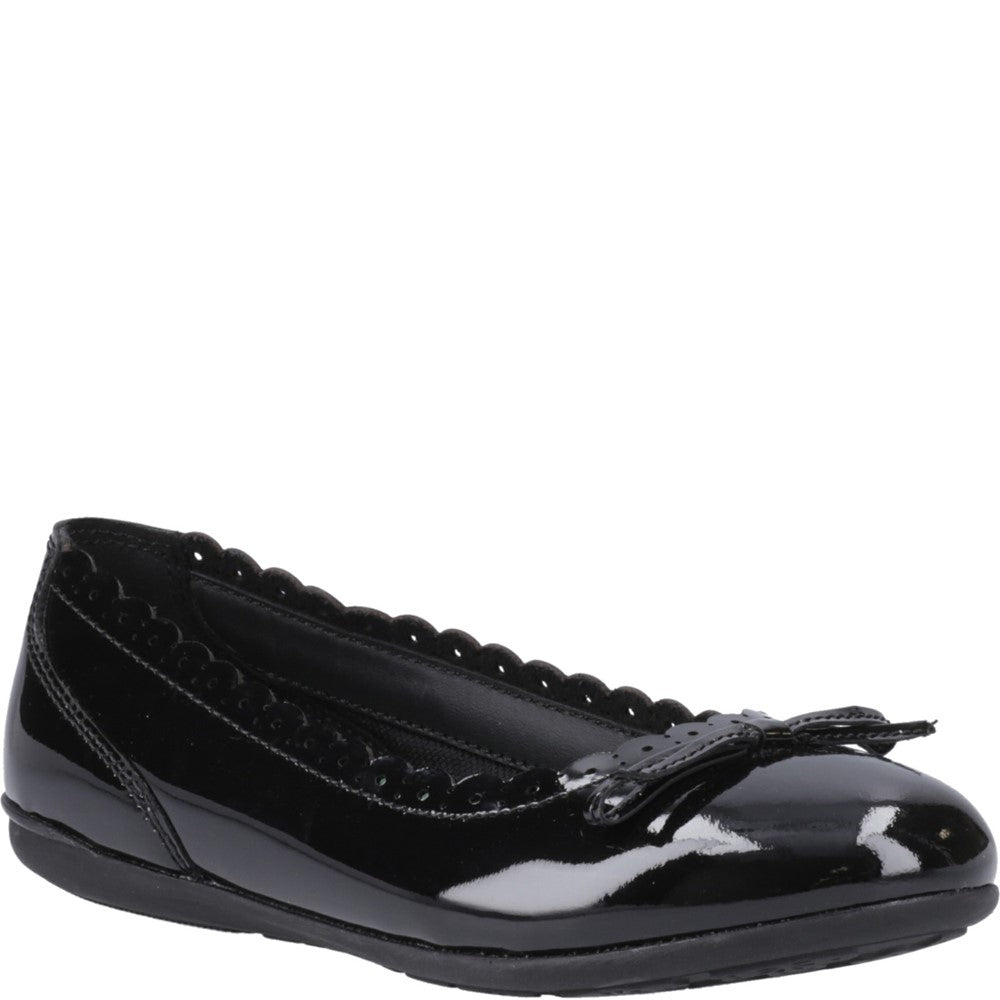 Girls BTS Black Patent Hush Puppies Lillie Ballerina Patent