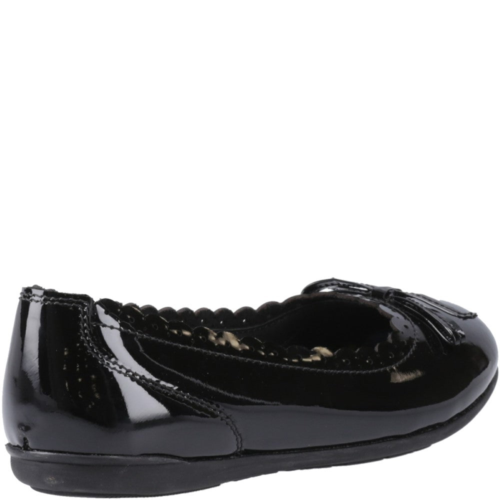 Girls BTS Black Patent Hush Puppies Lillie Ballerina Patent
