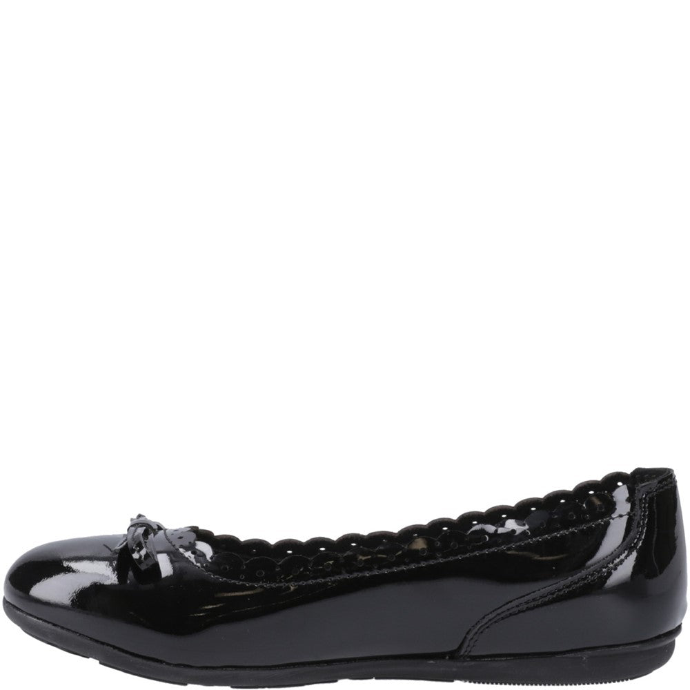Girls BTS Black Patent Hush Puppies Lillie Ballerina Patent