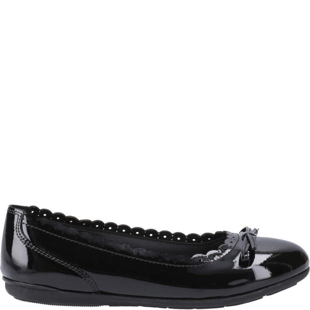 Girls BTS Black Patent Hush Puppies Lillie Ballerina Patent