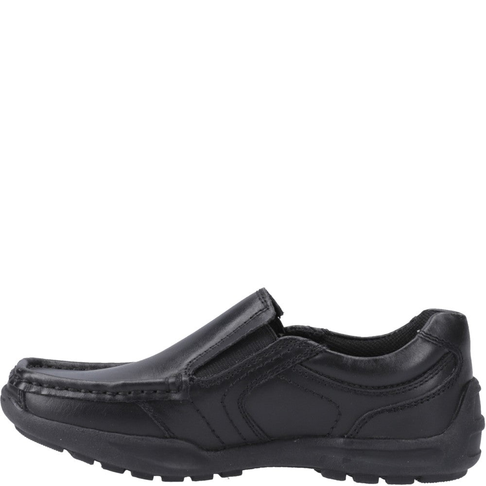 Boys BTS Black Hush Puppies Morgan Slip On Jnr