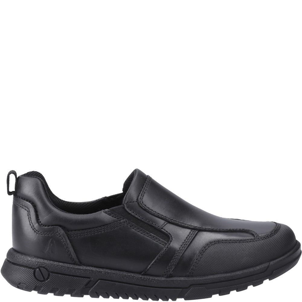 Boys BTS Black Slip Hush Puppies Sergio Shoe