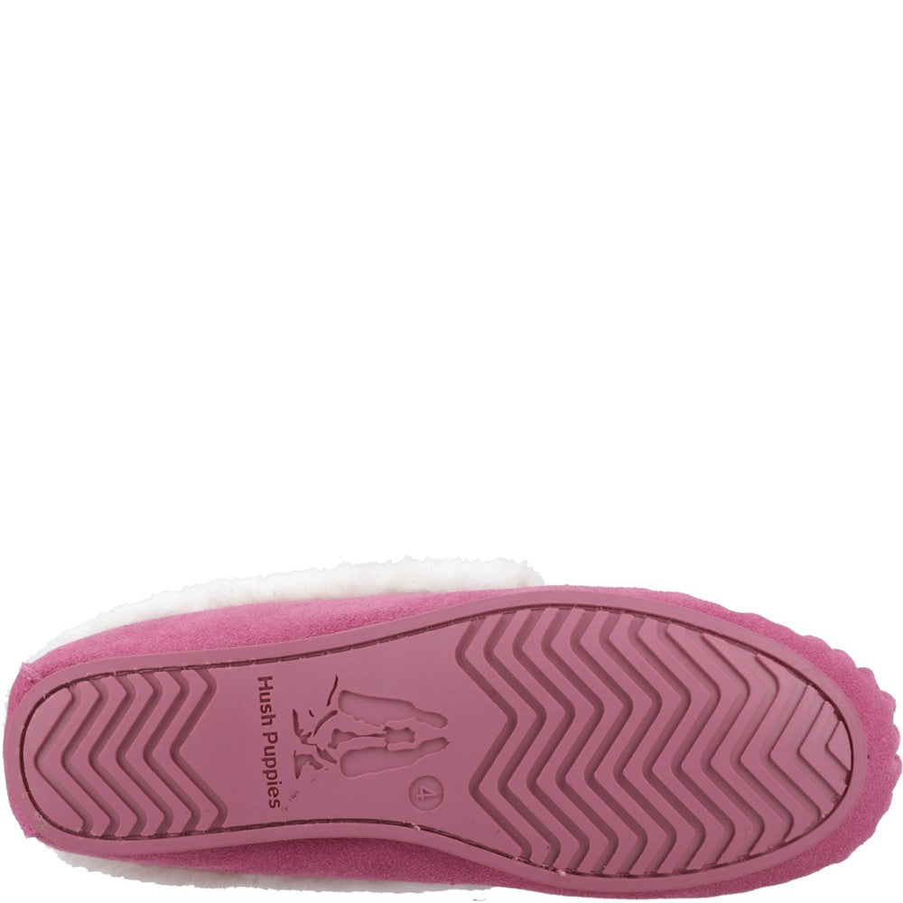 Classic Ladies Slippers Pink Hush Puppies Agnes Fur Slipper