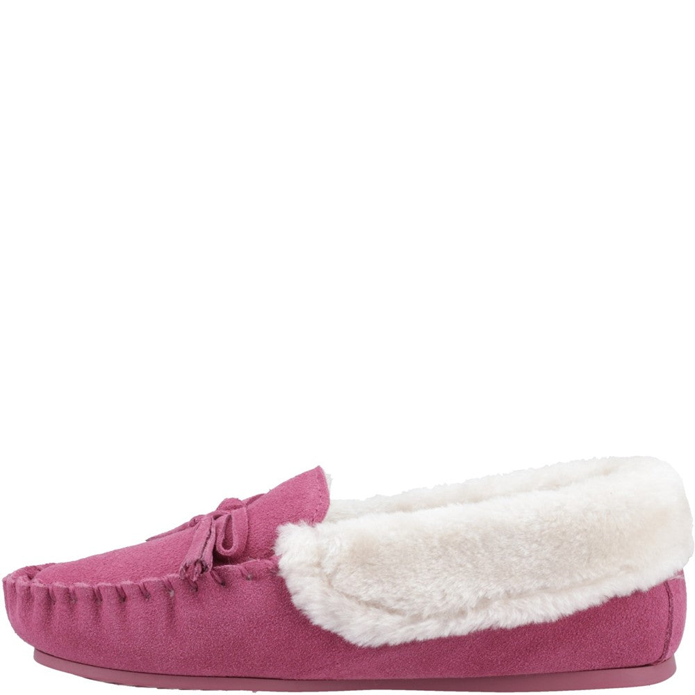 Classic Ladies Slippers Pink Hush Puppies Agnes Fur Slipper