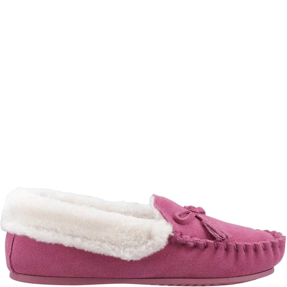 Classic Ladies Slippers Pink Hush Puppies Agnes Fur Slipper