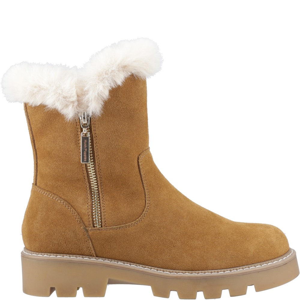 Ladies Ankle Boots Tan Hush Puppies Ambre Zip Boot