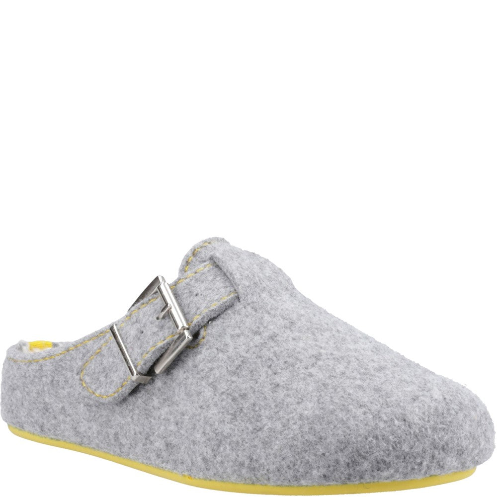 Classic Ladies Slippers Grey Hush Puppies Good Slipper Buckle