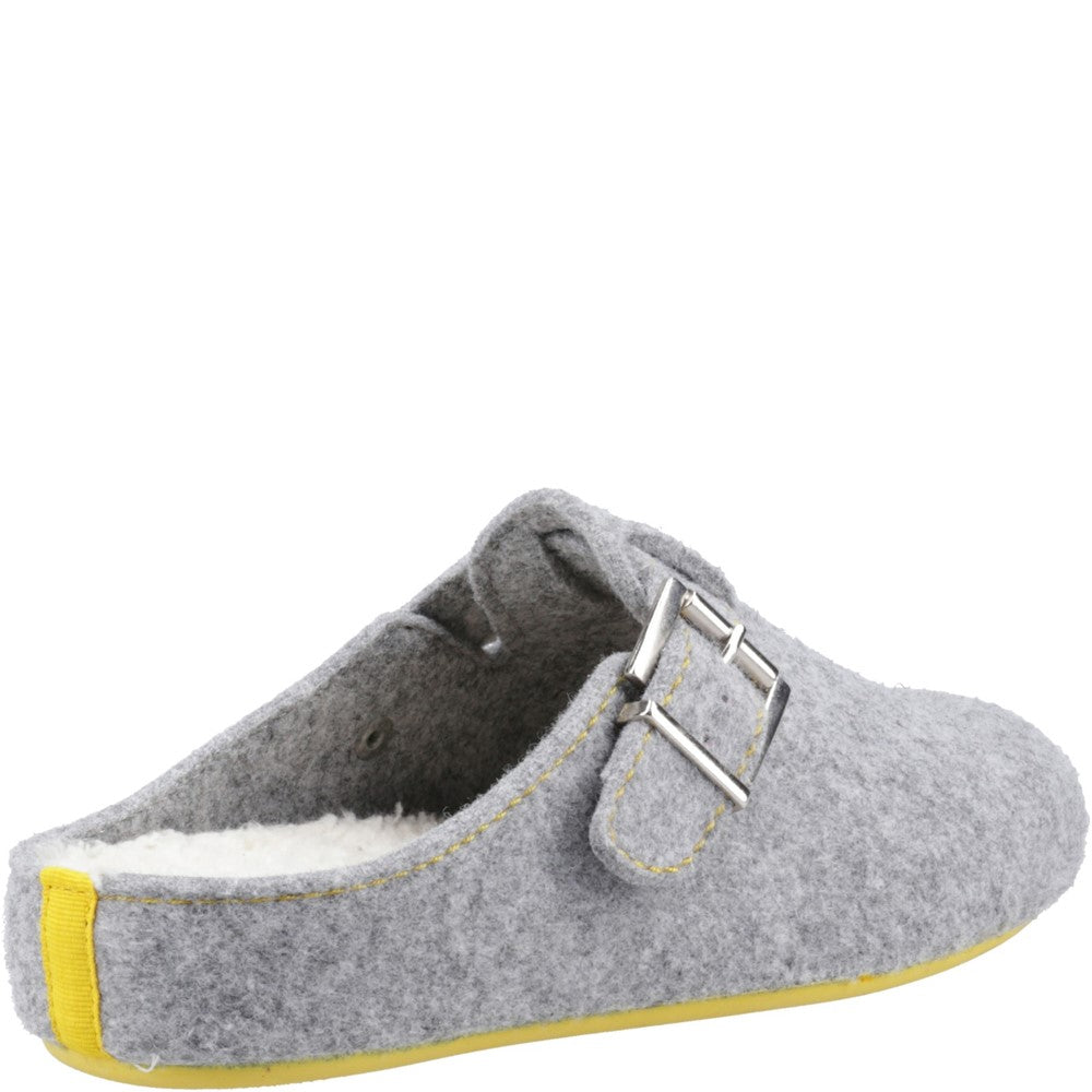 Classic Ladies Slippers Grey Hush Puppies Good Slipper Buckle