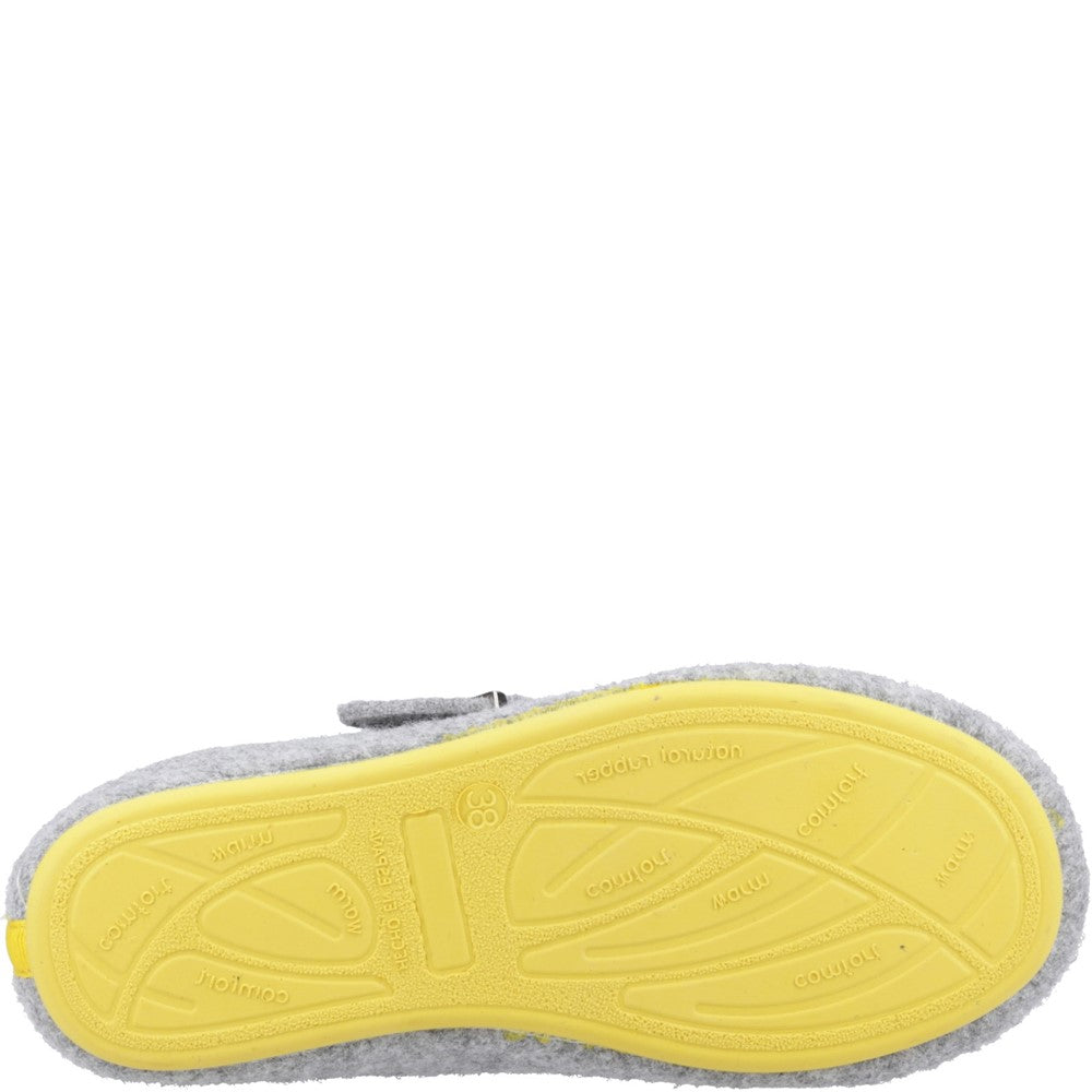 Classic Ladies Slippers Grey Hush Puppies Good Slipper Buckle