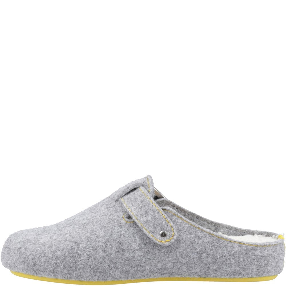 Classic Ladies Slippers Grey Hush Puppies Good Slipper Buckle