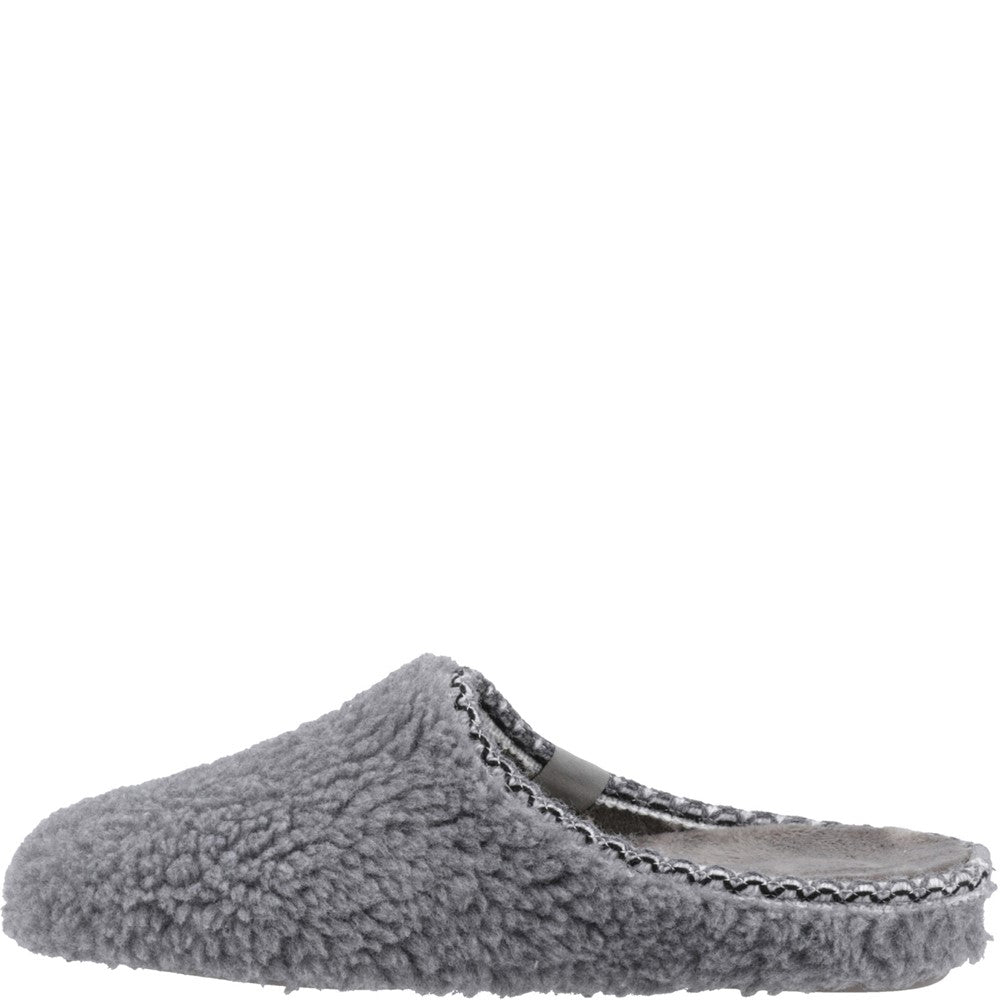 Classic Ladies Slippers Grey Hush Puppies Good Slipper Teddy Mule