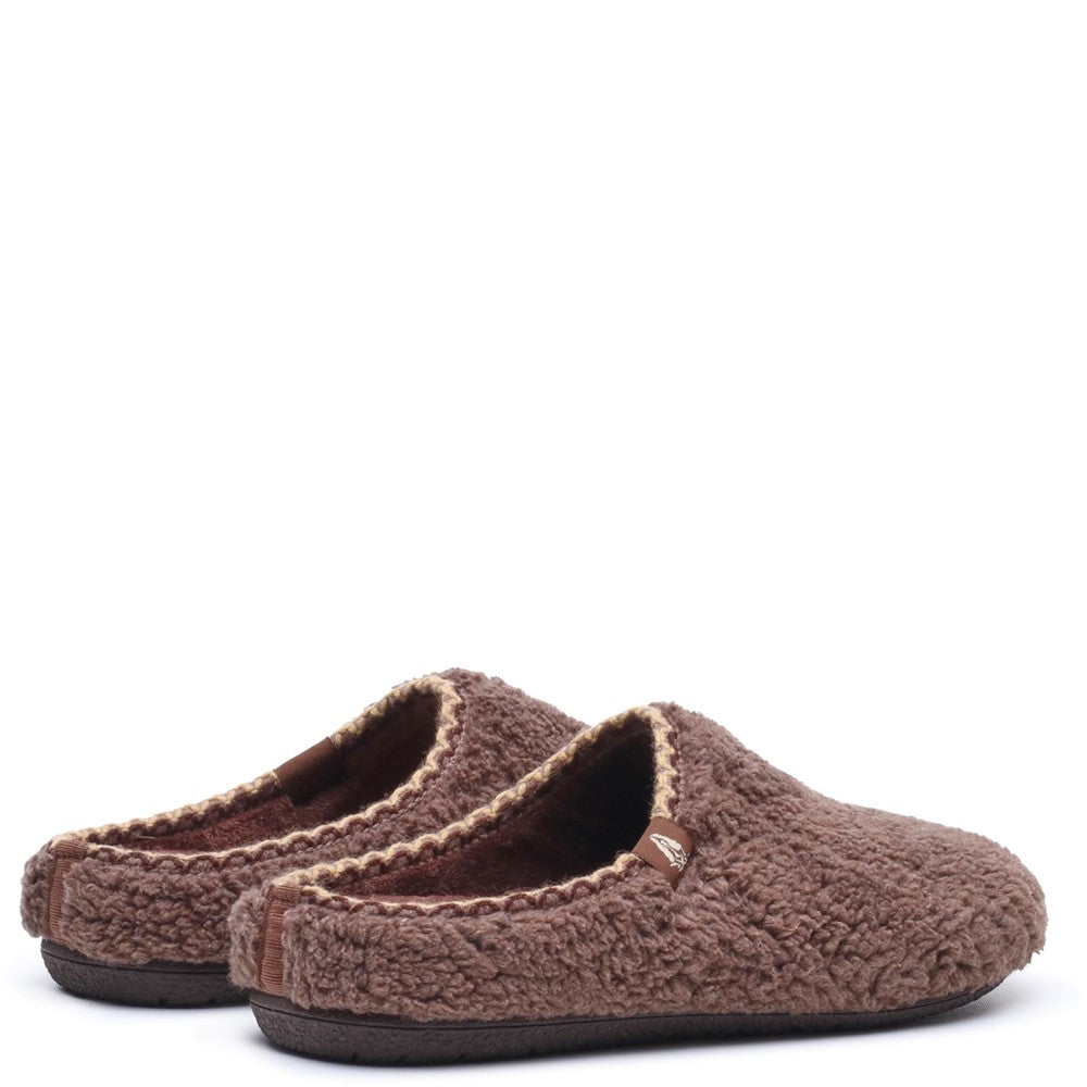 Classic Ladies Slippers Chocolate Hush Puppies Good Slipper Teddy Mule
