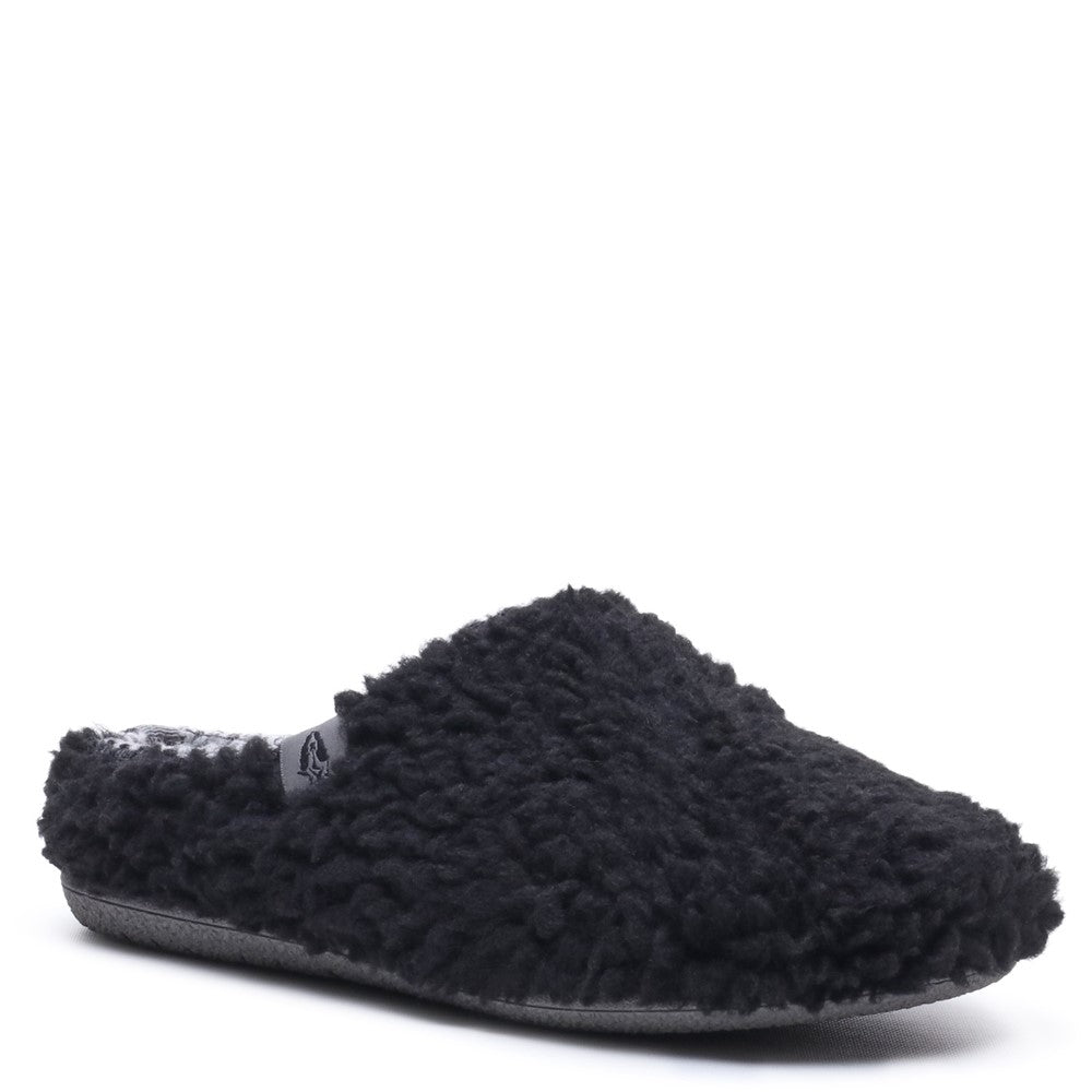 Classic Ladies Slippers Black Hush Puppies Good Slipper Teddy Mule