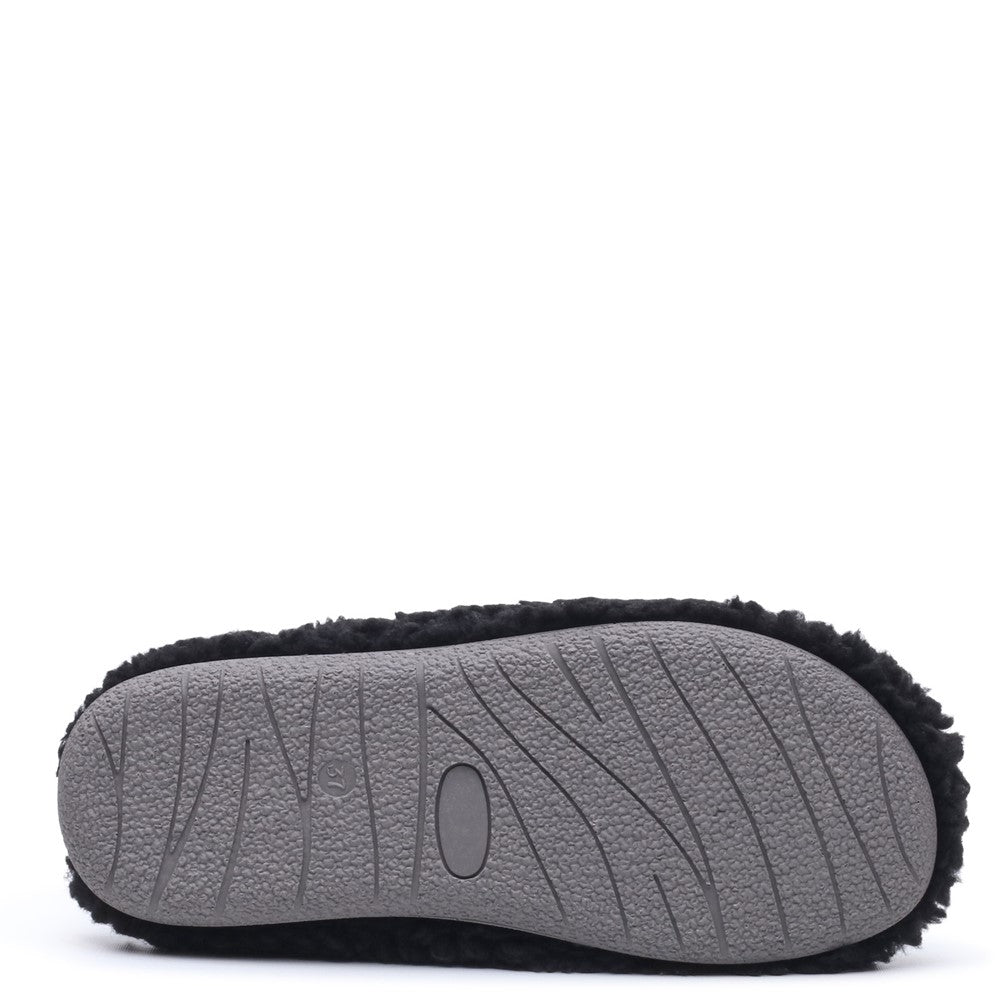 Classic Ladies Slippers Black Hush Puppies Good Slipper Teddy Mule