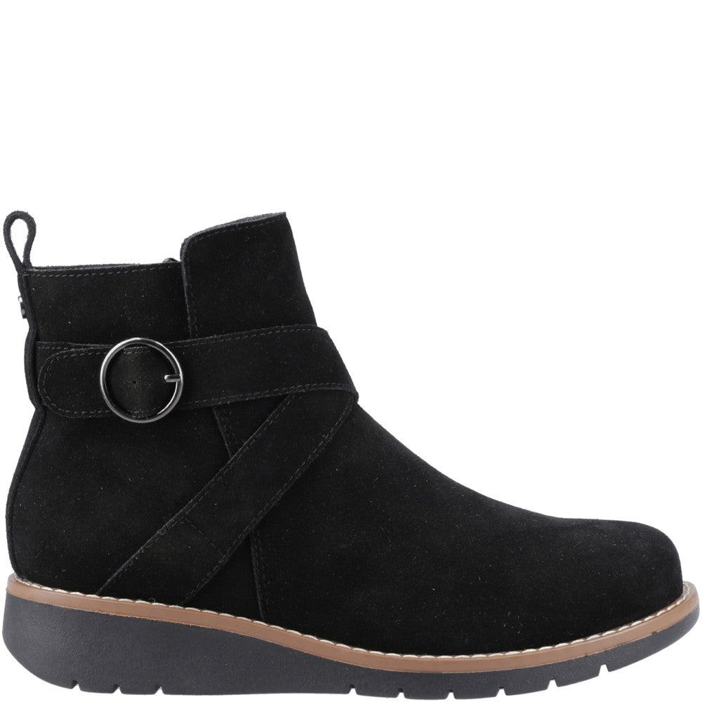 Ladies Ankle Boots Black Hush Puppies Lyra Buckle Boot