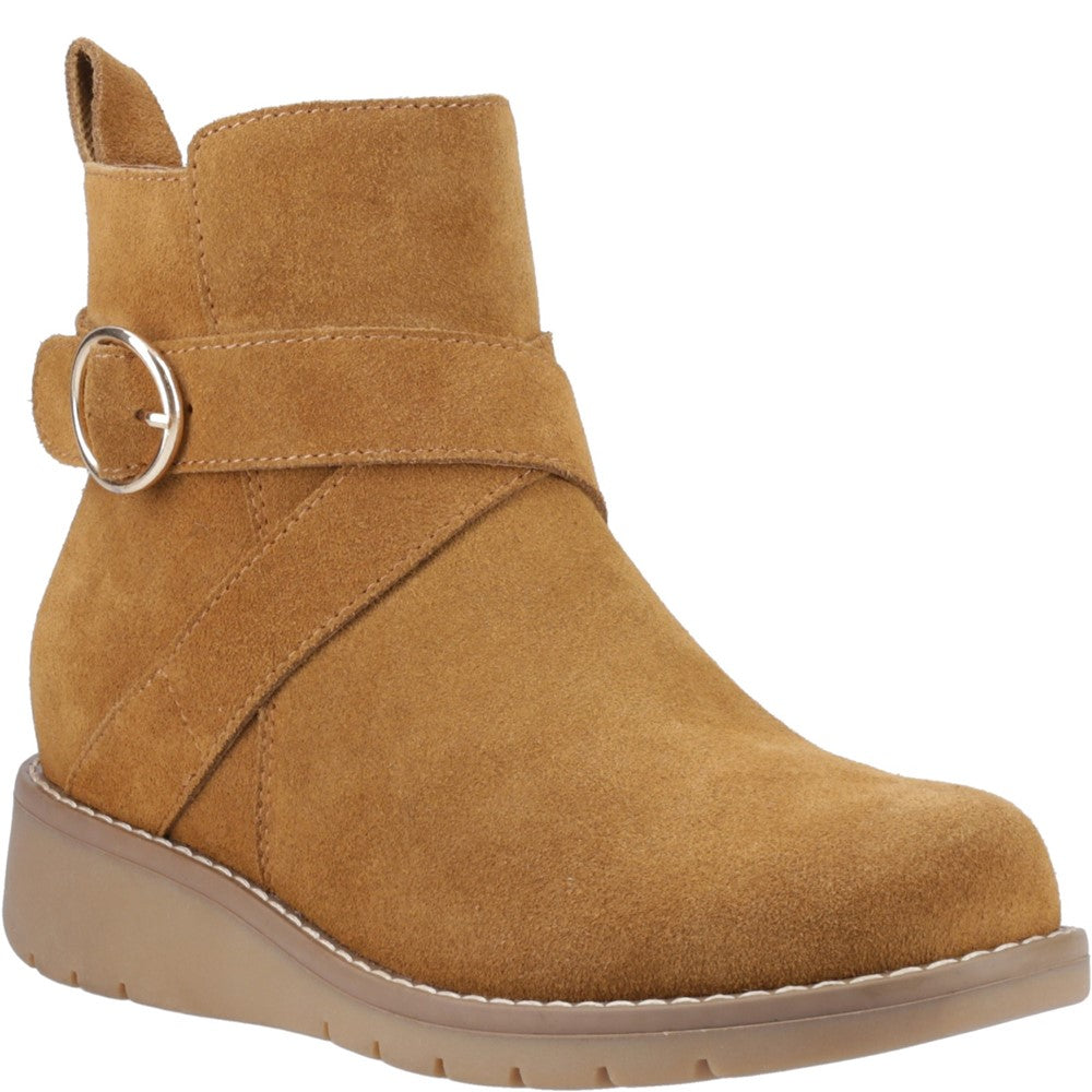Ladies Ankle Boots Tan Hush Puppies Lyra Buckle Boot