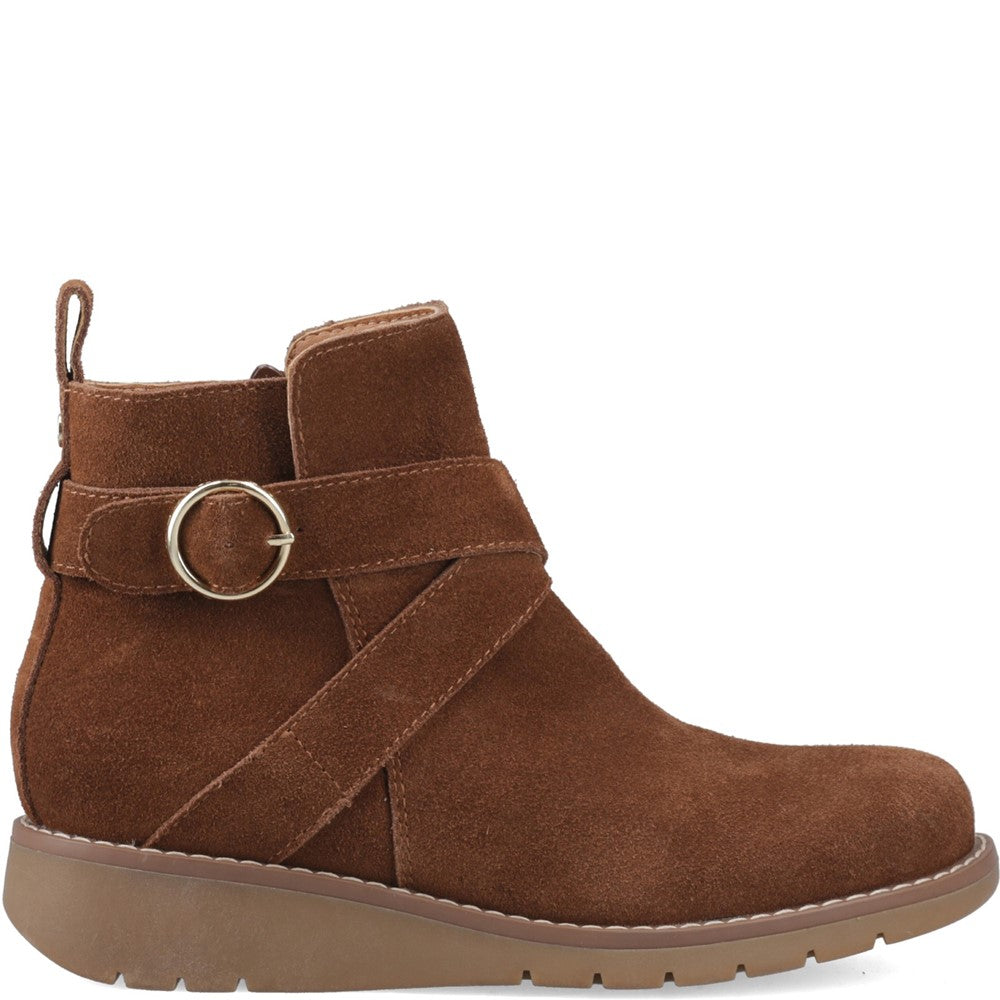 Ladies Ankle Boots Brown Hush Puppies Lyra Buckle Boot