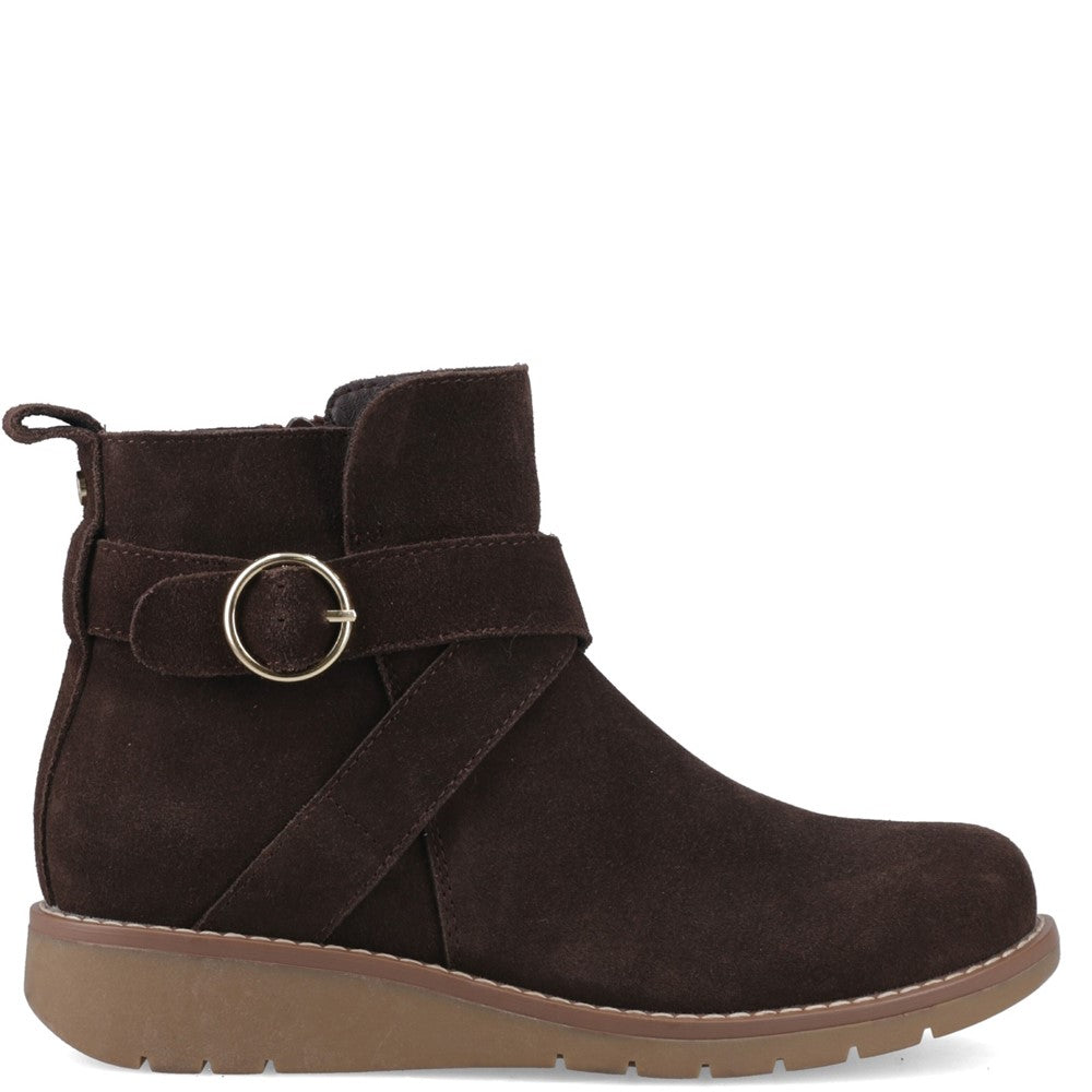 Ladies Ankle Boots Chocolate Hush Puppies Lyra Buckle Boot