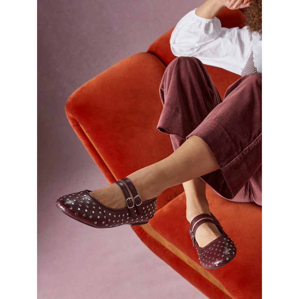 Ballerinas Plum Hush Puppies Nixie Mary Jane Stud