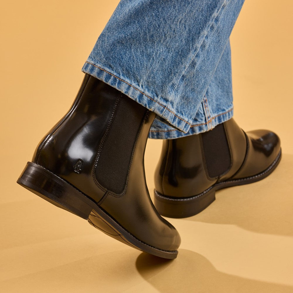 Ladies Ankle Boots Black Hi-Shine Hush Puppies Colette Boot