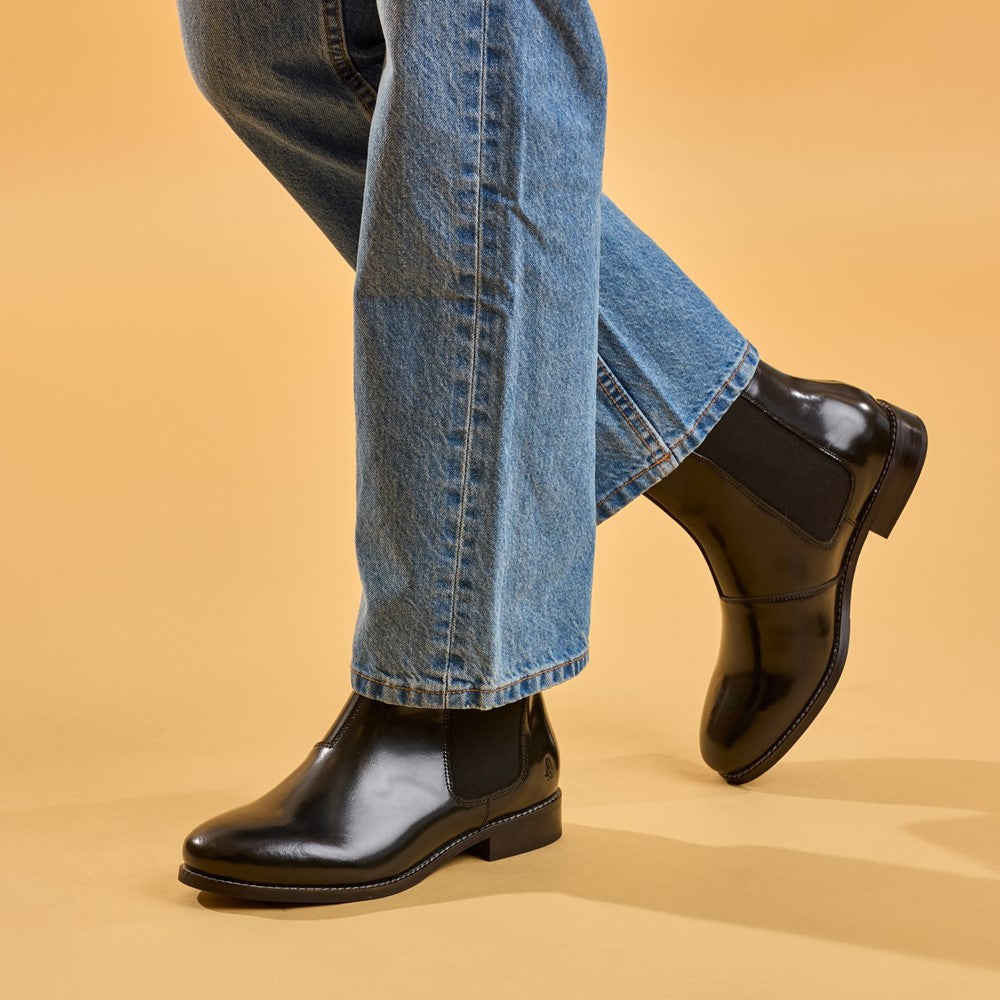 Ladies Ankle Boots Black Hi-Shine Hush Puppies Colette Boot
