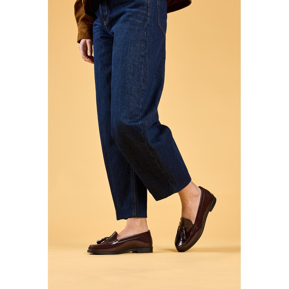 Slip On Ladies Shoes Aubergine Hush Puppies Connie Tassel Loafer