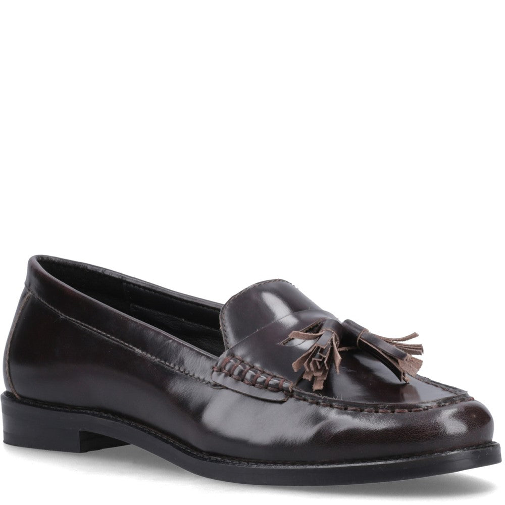 Slip On Ladies Shoes Aubergine Hush Puppies Connie Tassel Loafer