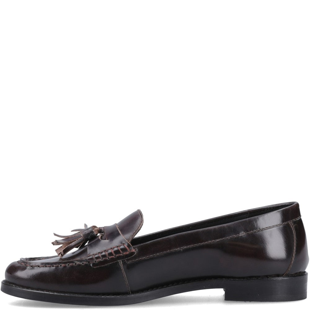 Slip On Ladies Shoes Aubergine Hush Puppies Connie Tassel Loafer
